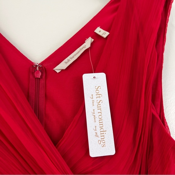 Soft Surroundings Charmonte Sleeveless Chiffon Dress Vibrant Red Size 4 Petite - Picture 7 of 15
